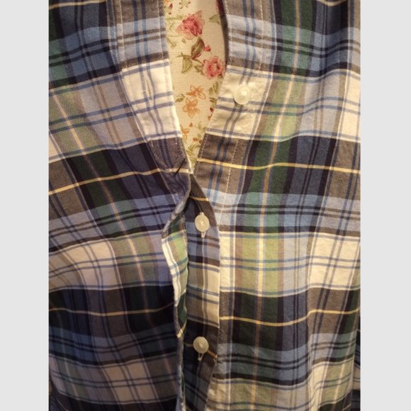 L.L. Bean Blue Plaid Flannel Organic Cotton Shirt, Size S, Pre-Owned - Picture 5 of 7